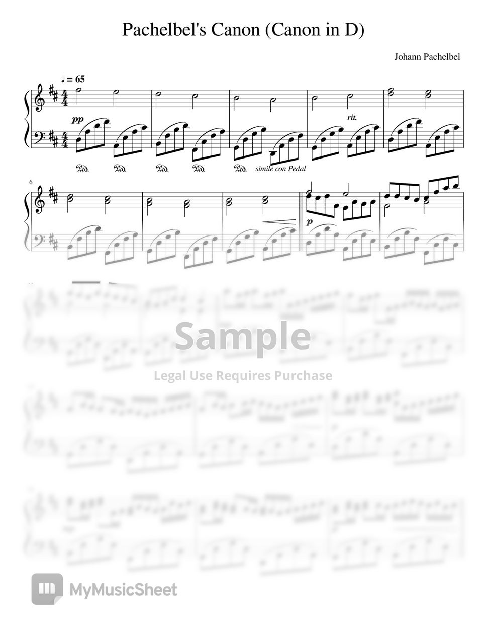 Pachelbel - Canon in D (Sound source) Sheets by Fortepian