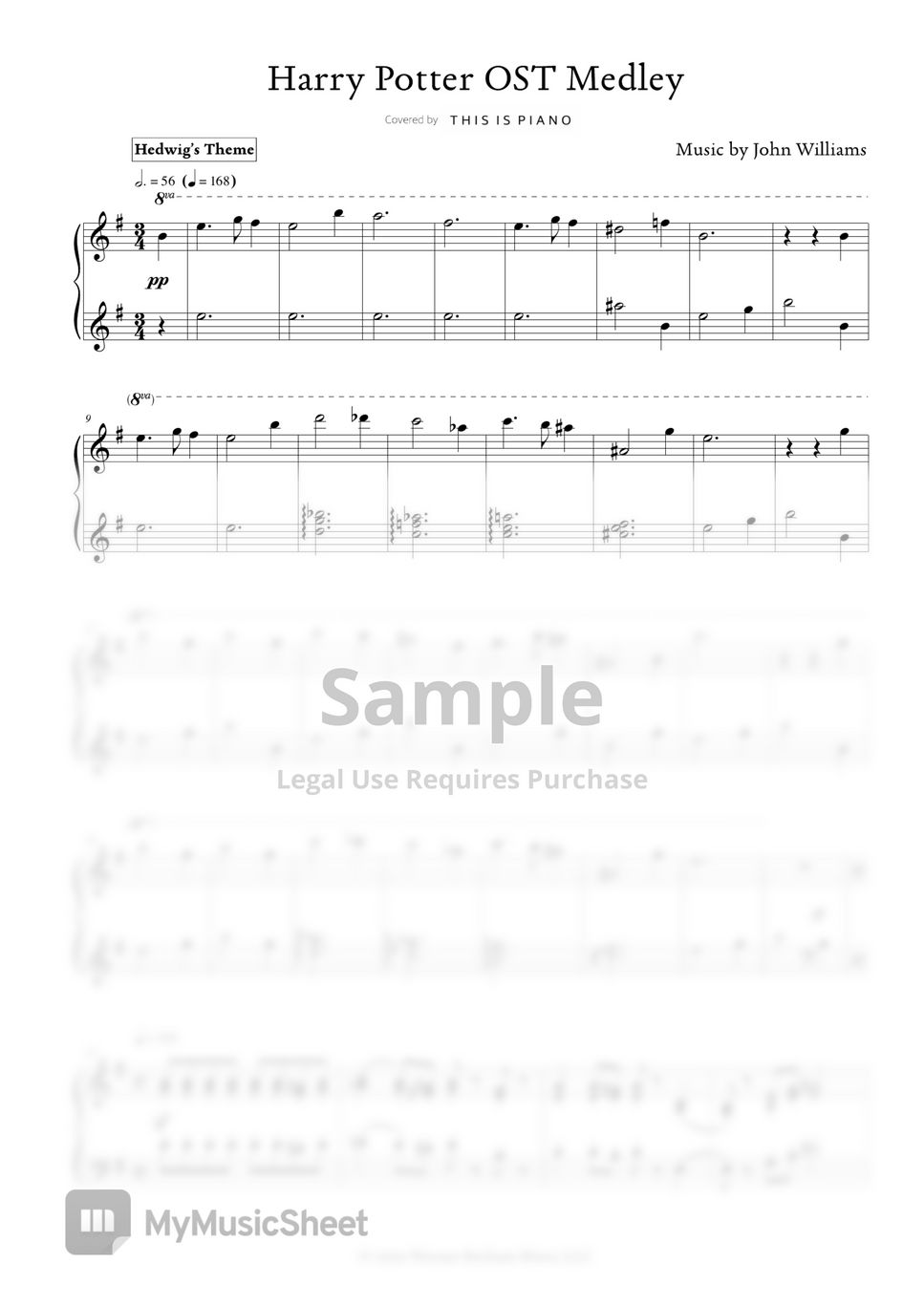 Christmas Carol Harry Potter Medley Sheets by THIS IS PIANO