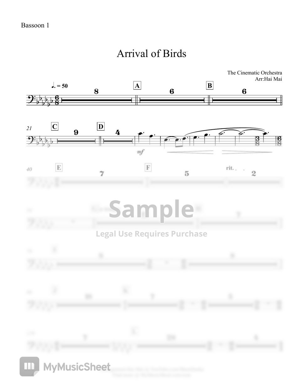 The Cinematic Orchestra - Arrival of Birds for Orchestra - Set of Part by Hai Mai