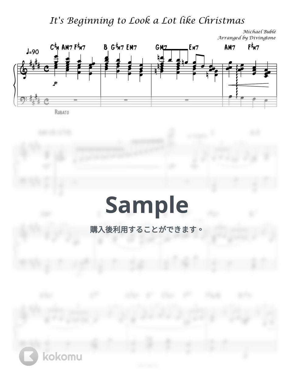 Michael Bublé - It&#x27;s Beginning to Look a Lot like Christmas (Piano Sheet) by Divingtone