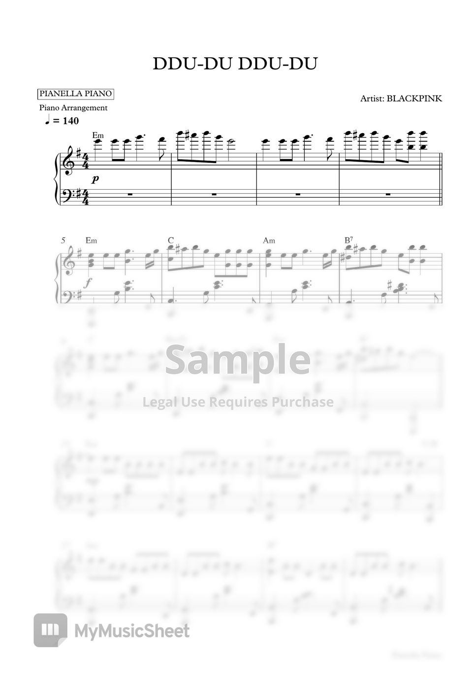 BLACKPINK - DDU-DU DDU-DU (Piano Sheet) by Pianella Piano