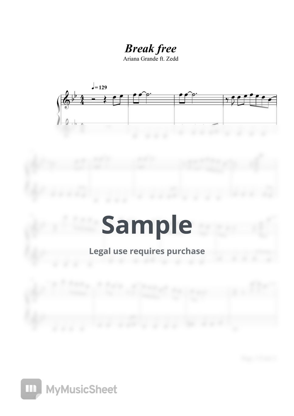 ariana-grande-zedd-break-free-ariana-grande-zedd-sheets-by-yilun