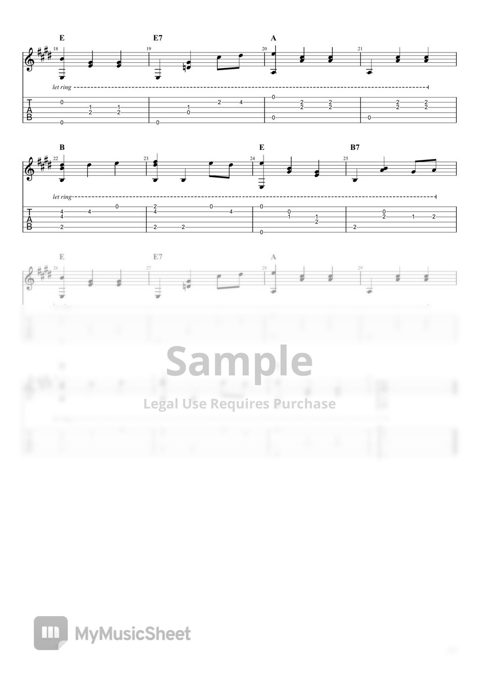 Christmas Carol - Silver Bells (Tab for Easy Finger Style) by Easy Musical Score & Tab