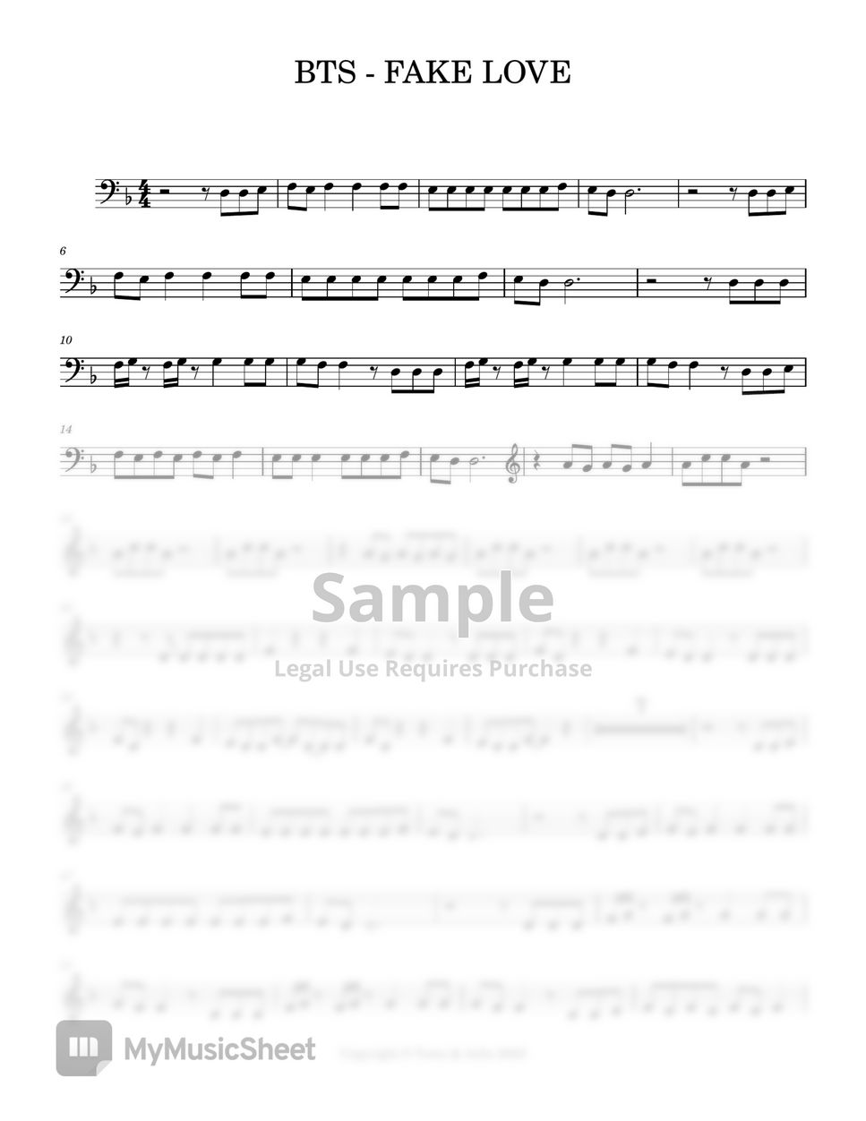 BTS FAKE LOVE (Cello Part) Sheets by Tomo & Julie