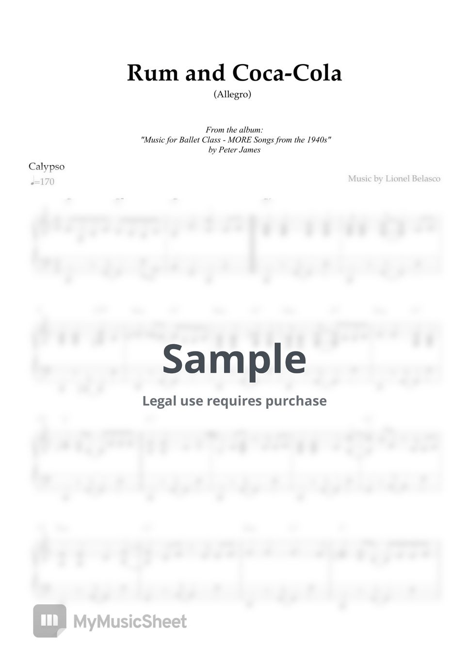 The Andrews Sisters Rum and CocaCola (Allegro) Sheets by Peter James