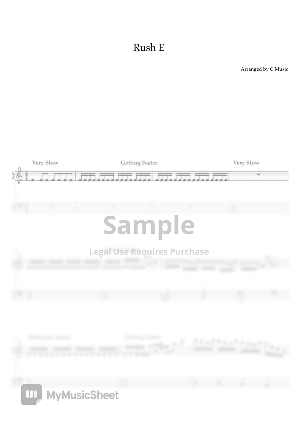 Sheet Music  Boss - Rush E (Easy Version) by C Music