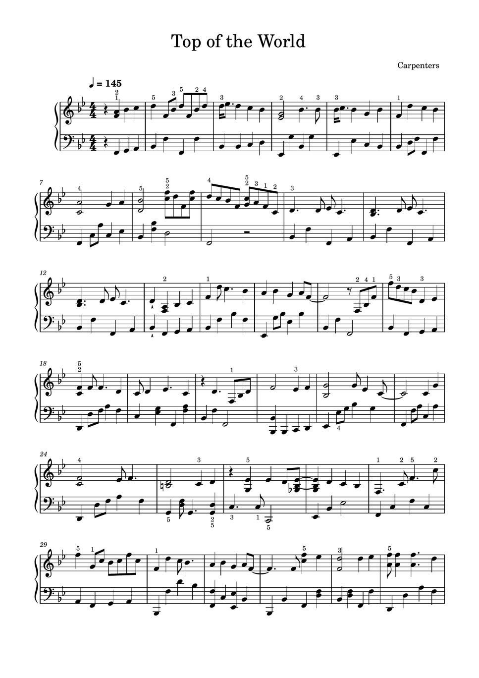 Carpenters Top of the World (Piano Solo) Sheets by SangHeart Play