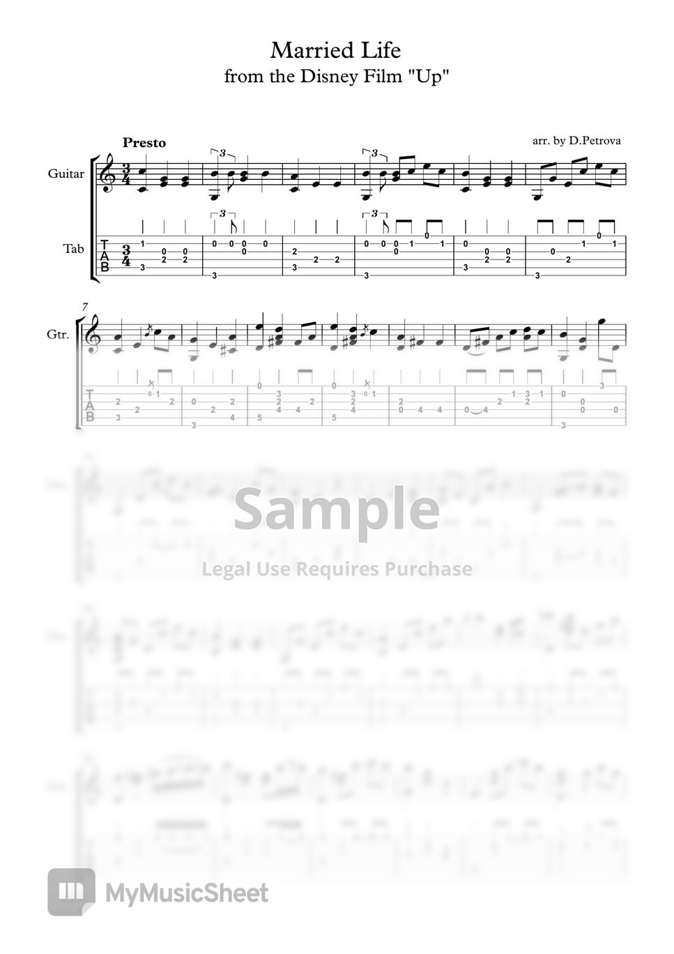 from Disney film "Up" Married Life (Fingerstyle Guitar Arrangement