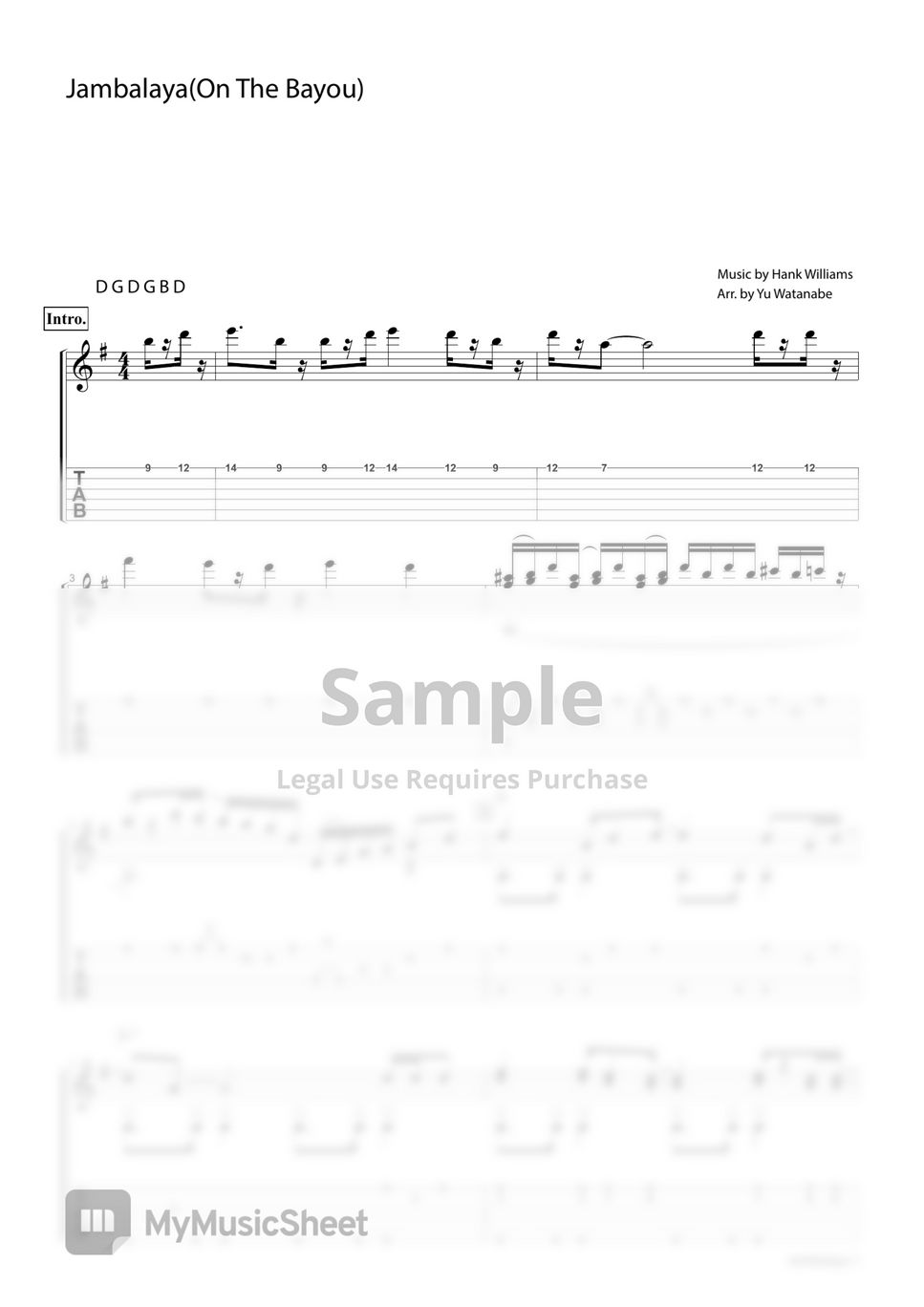 Carpenters Jambalaya(On The Bayou) ジャンバラヤ Sheets by Yu Watanabe/わたなべゆう