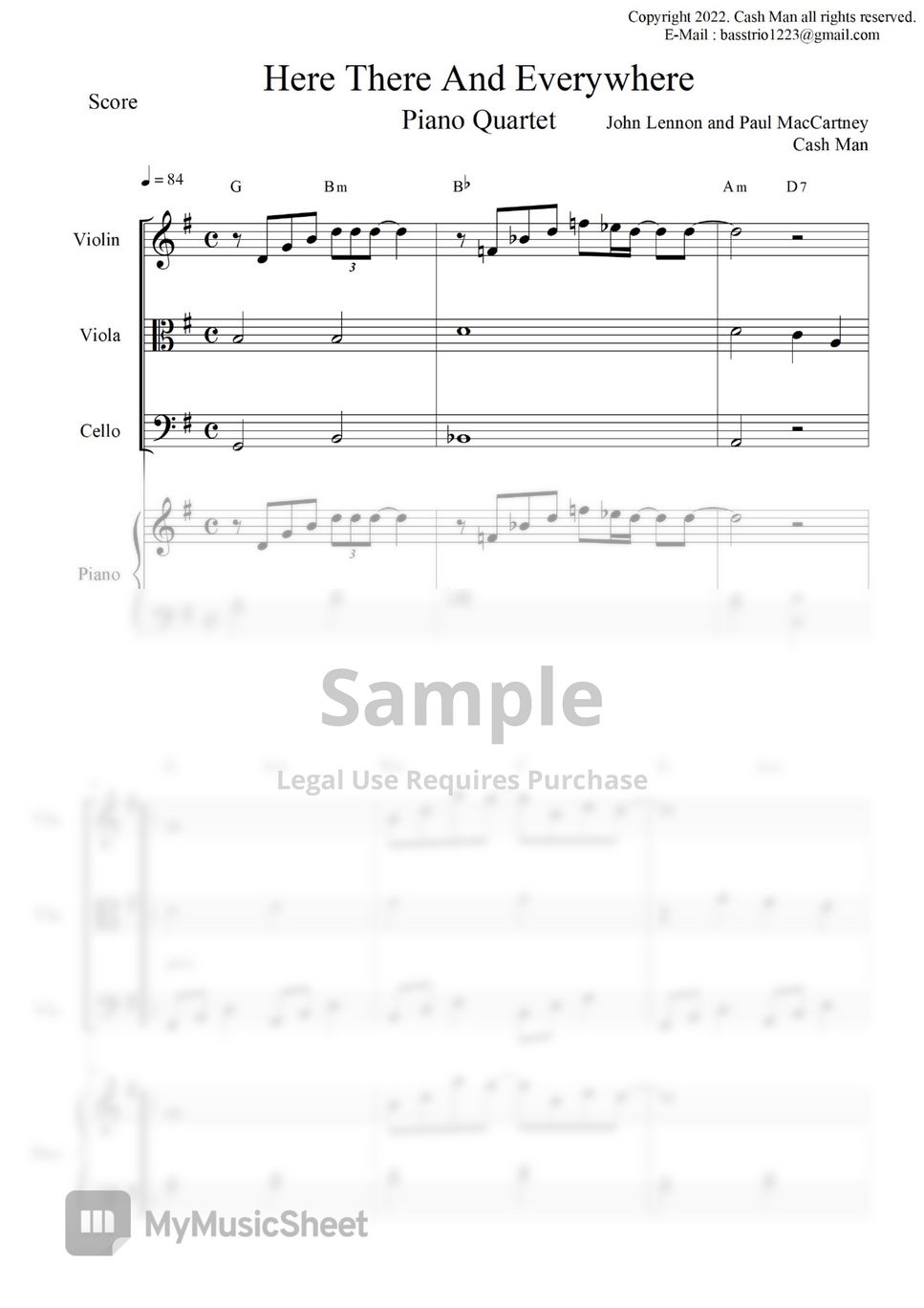 The beatles here there and everywhere piano quartet arrangement