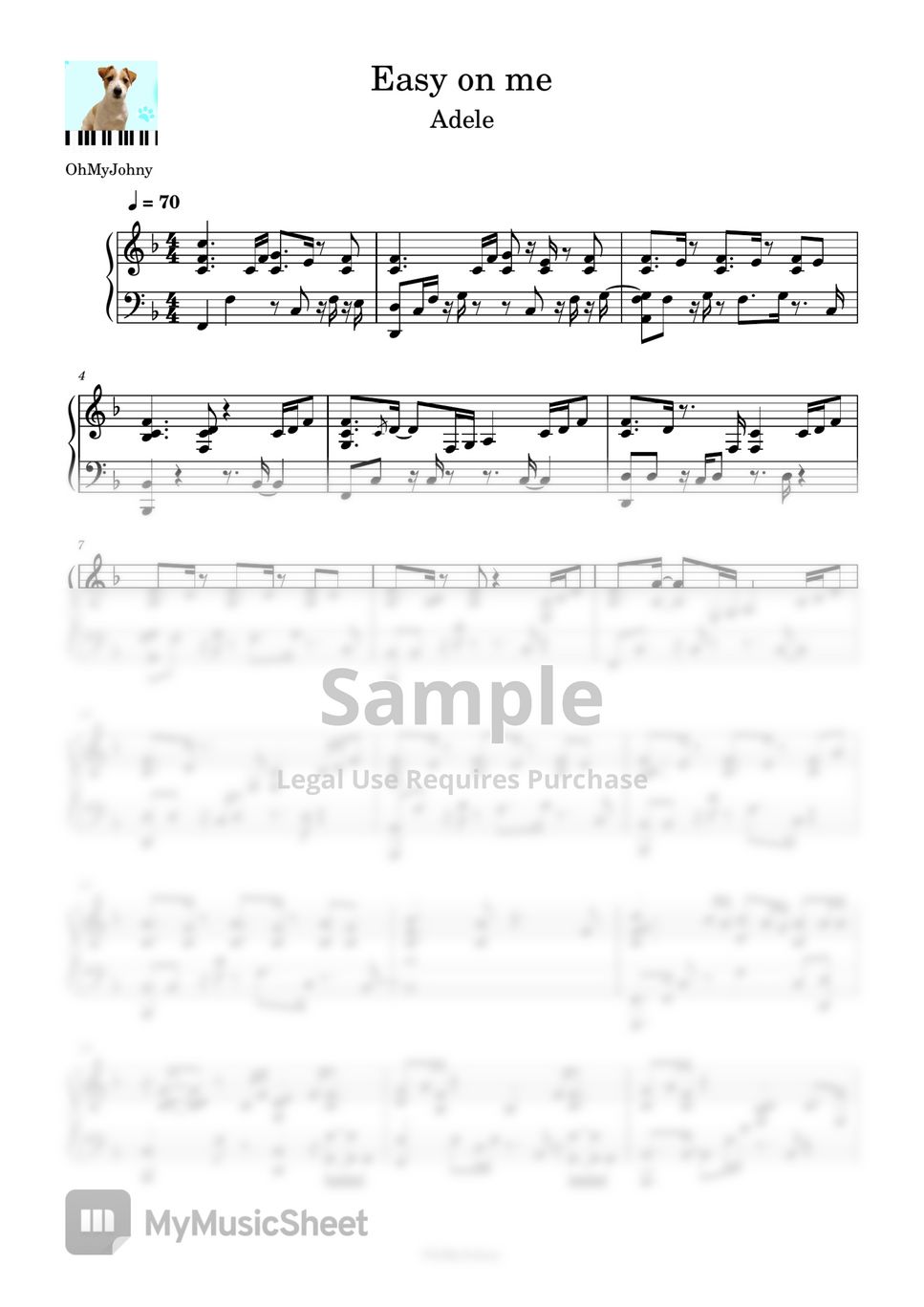 Easy on me - Adele Sheet music for Piano (Solo)