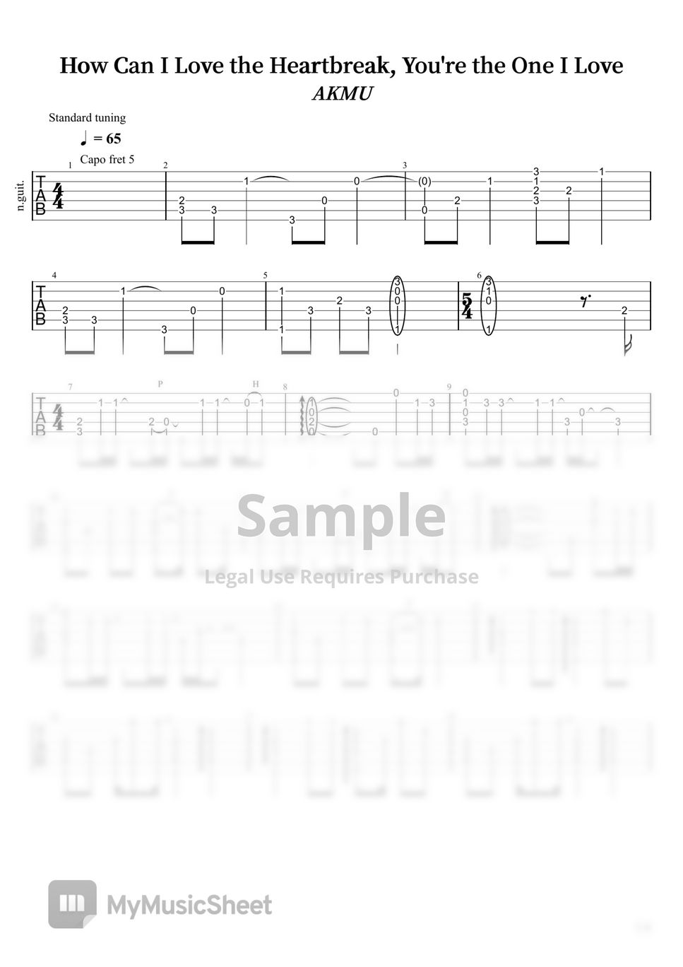 AKMU - How Can I Love The Heartbreak, You’re The One I Love (Guitar Fingerstyle/ Solo) by Kitty