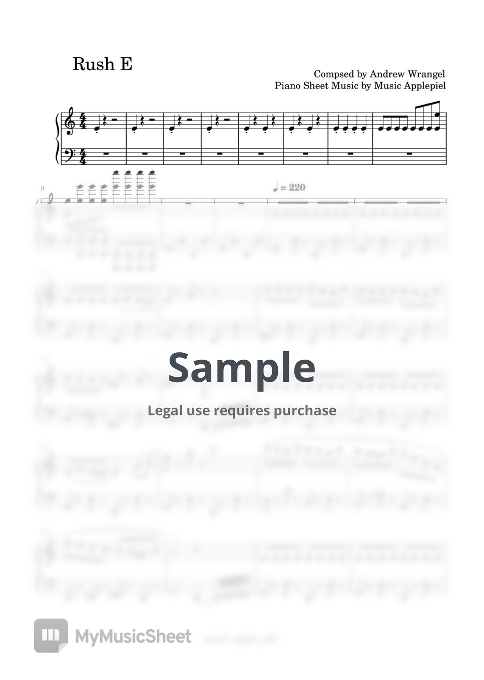 SHEET MUSIC BOSS - RUSH E (쉬운악보 2종) by MusicApplepie