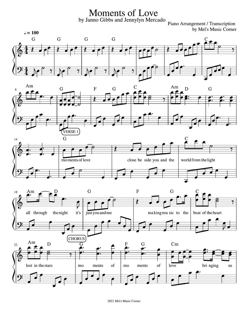 Janno Gibbs and Jennylyn Mercado - Moments of Love (piano sheet music ...