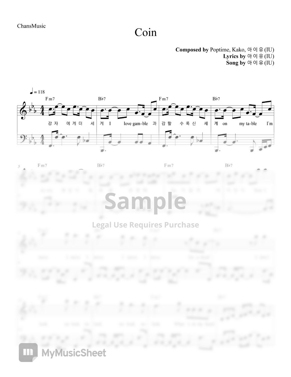 IU(아이유) - Coin(코인) (Easy Version) by ChansMusic