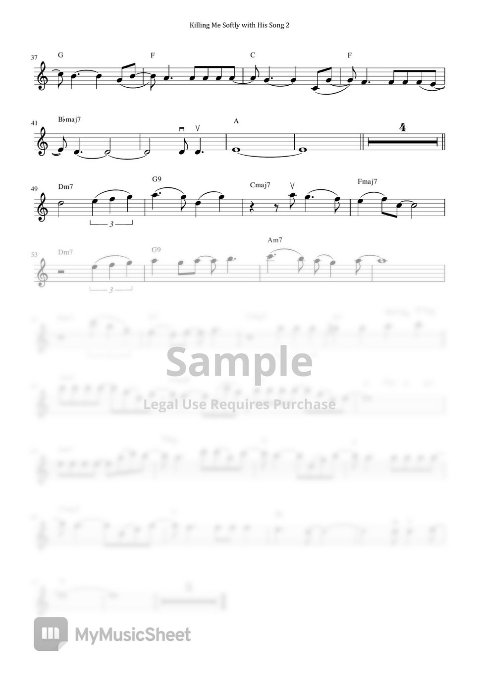 Roberta Flack - Killing Me Softly with His Song｜Violin  Sheet Music by LRMusic