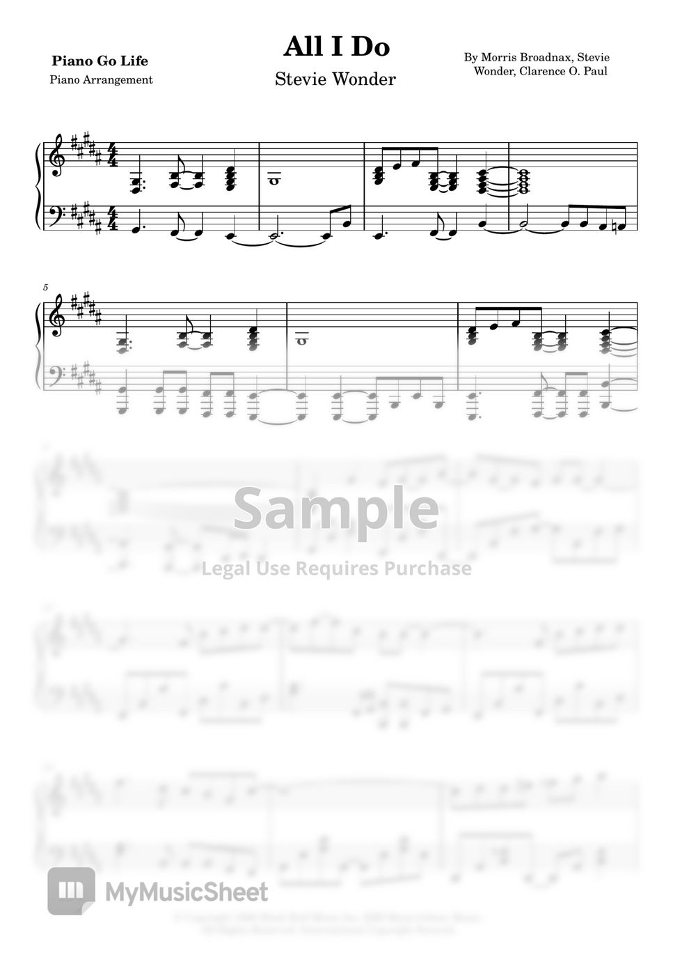 Stevie Wonder - All I Do 楽譜 by Piano Go Life