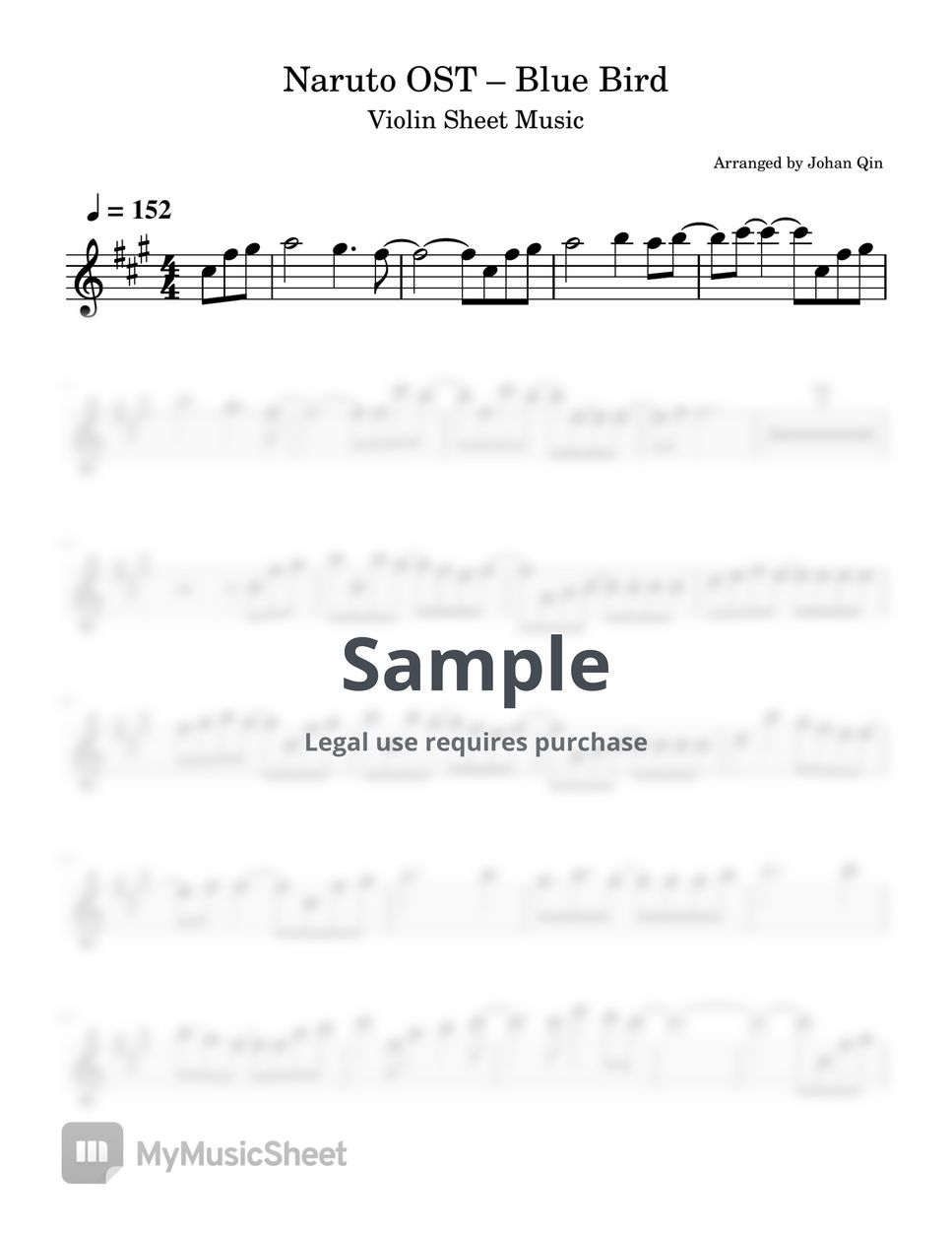 Ikimonogakari - Blue Bird (Naruto OST) Sheets by Johan Qin