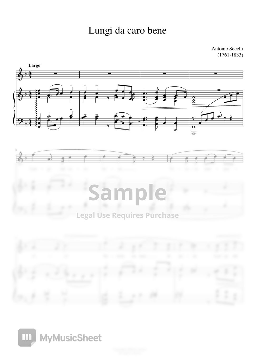 A.Secchi Lungi dal caro bene (F maj) 악보 by noten(노튼)