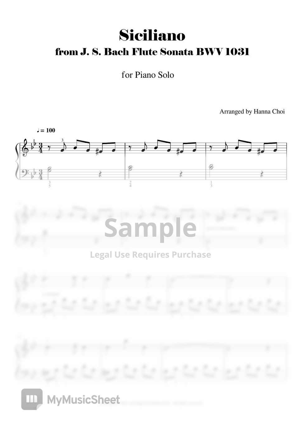 J.S.Bach 바흐 - "Siciliano" 시칠리아노 from Flute Sonata (for Piano Solo)