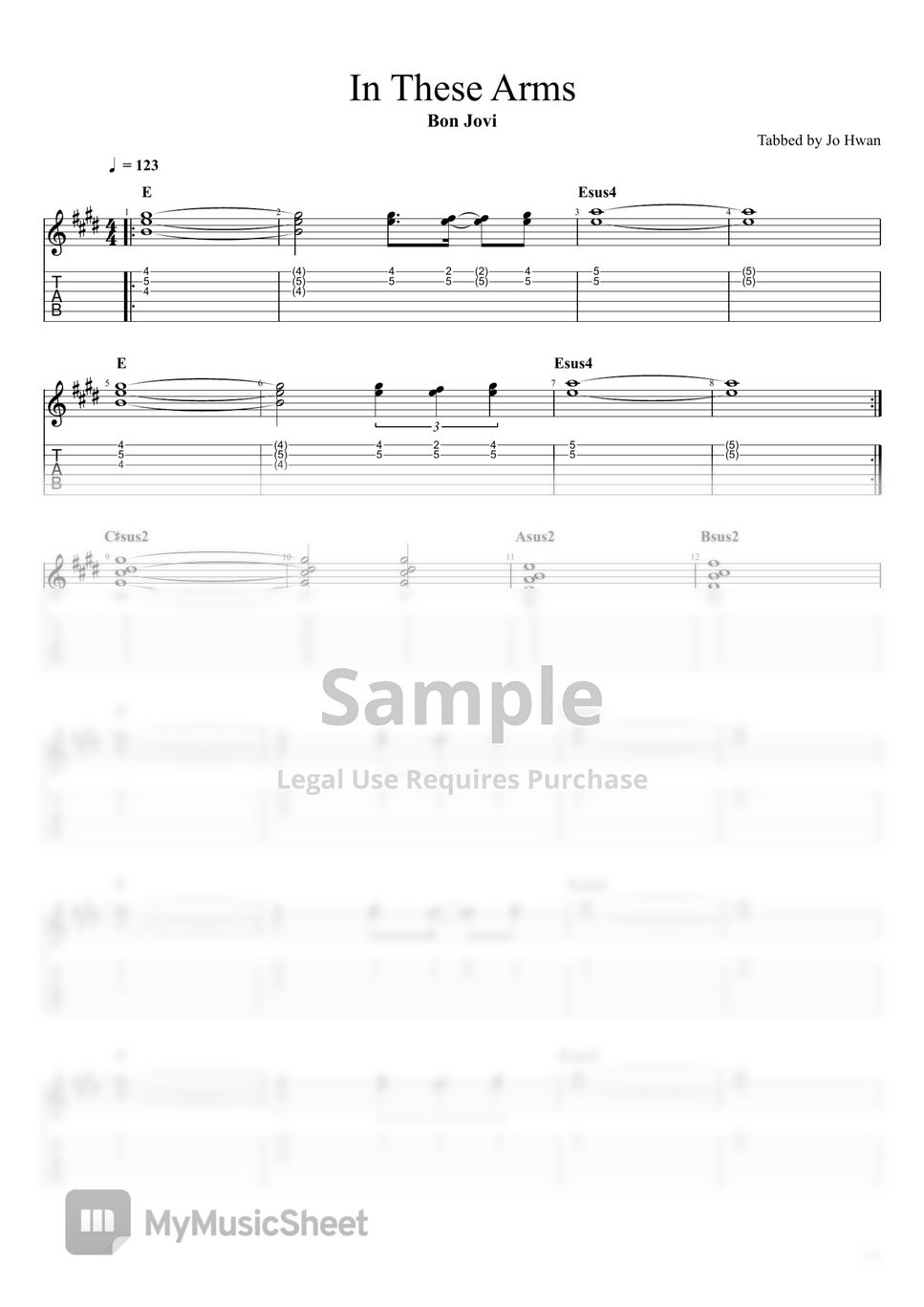 Bon Jovi In These Arms Tab 1staff By Jo Hwan