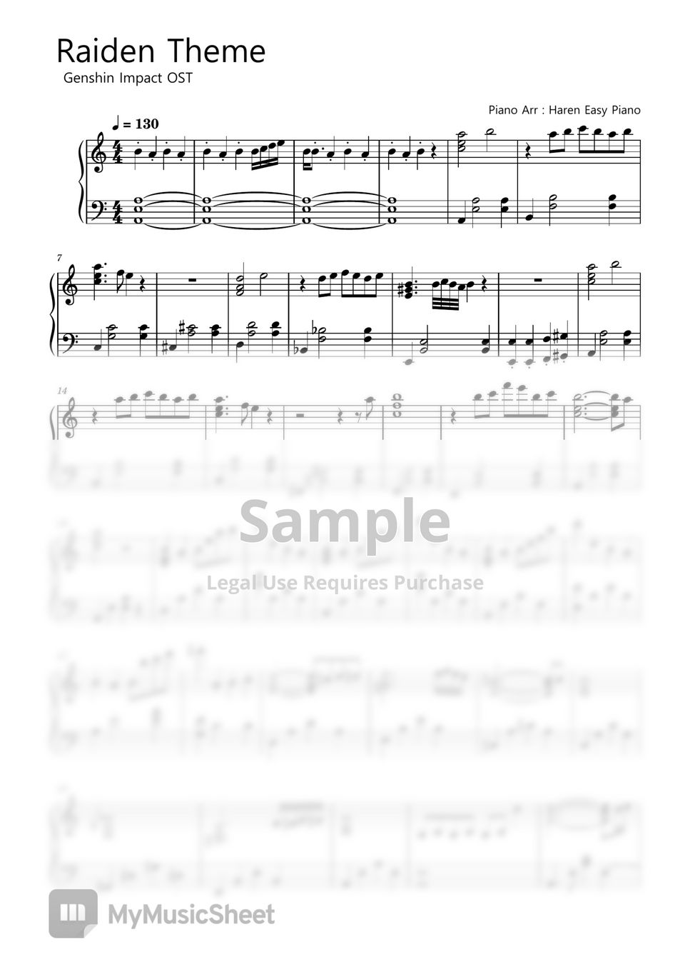 Genshin Impact Ost Raiden Shogun Theme Sheets By Haren Easy Piano