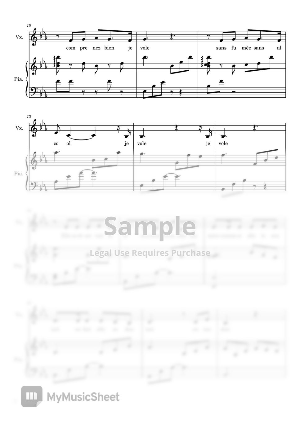 michel-sardou-je-vole-louane-for-piano-and-voice-with-lyrics