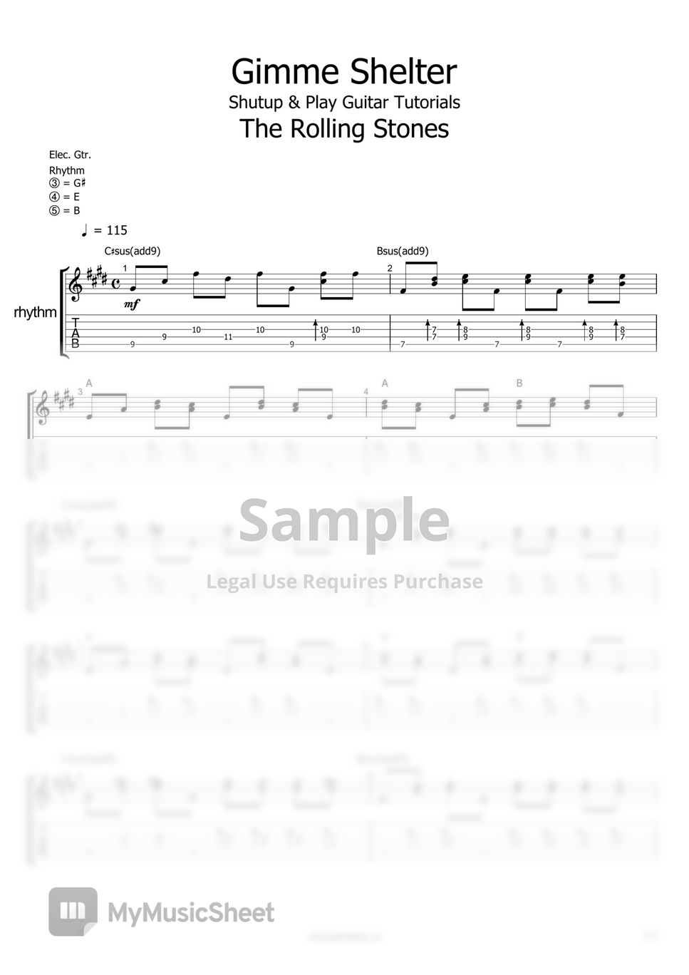 The Rolling Stones Gimme Shelter Sheets by Shutup & Play Guitar Tutorials