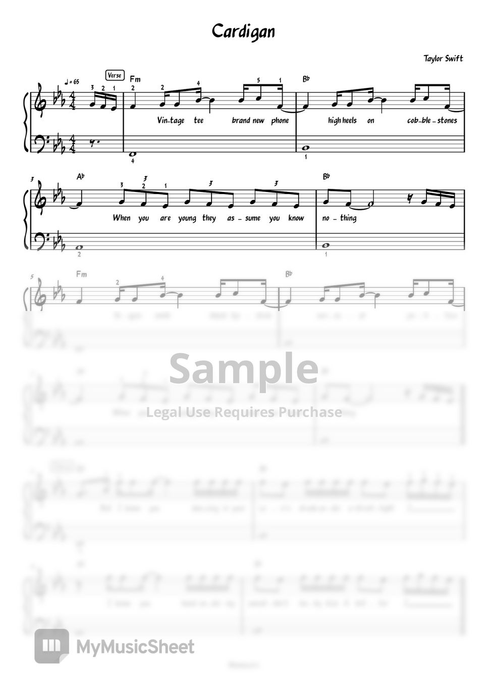 taylor-swift-cardigan-piano-sheets-by-meowscore