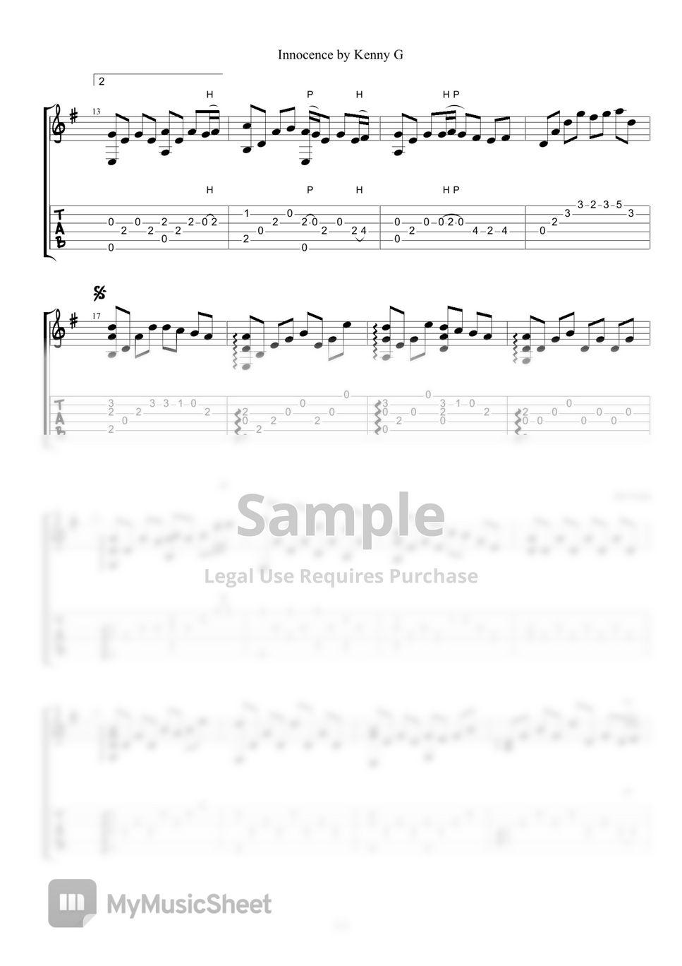 Kenny G - Innocence (Guitar TAB) by guitar kuitar