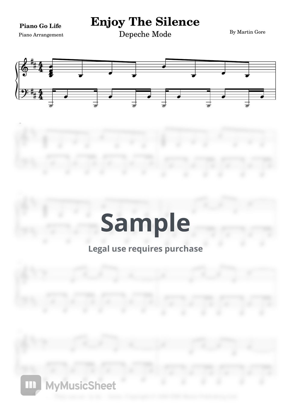 Depeche Mode - Enjoy The Silence Sheets by Piano Go Life