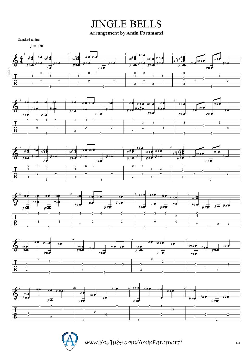 James Pierpont Jingle Bells Sheet by Amin Faramarzi