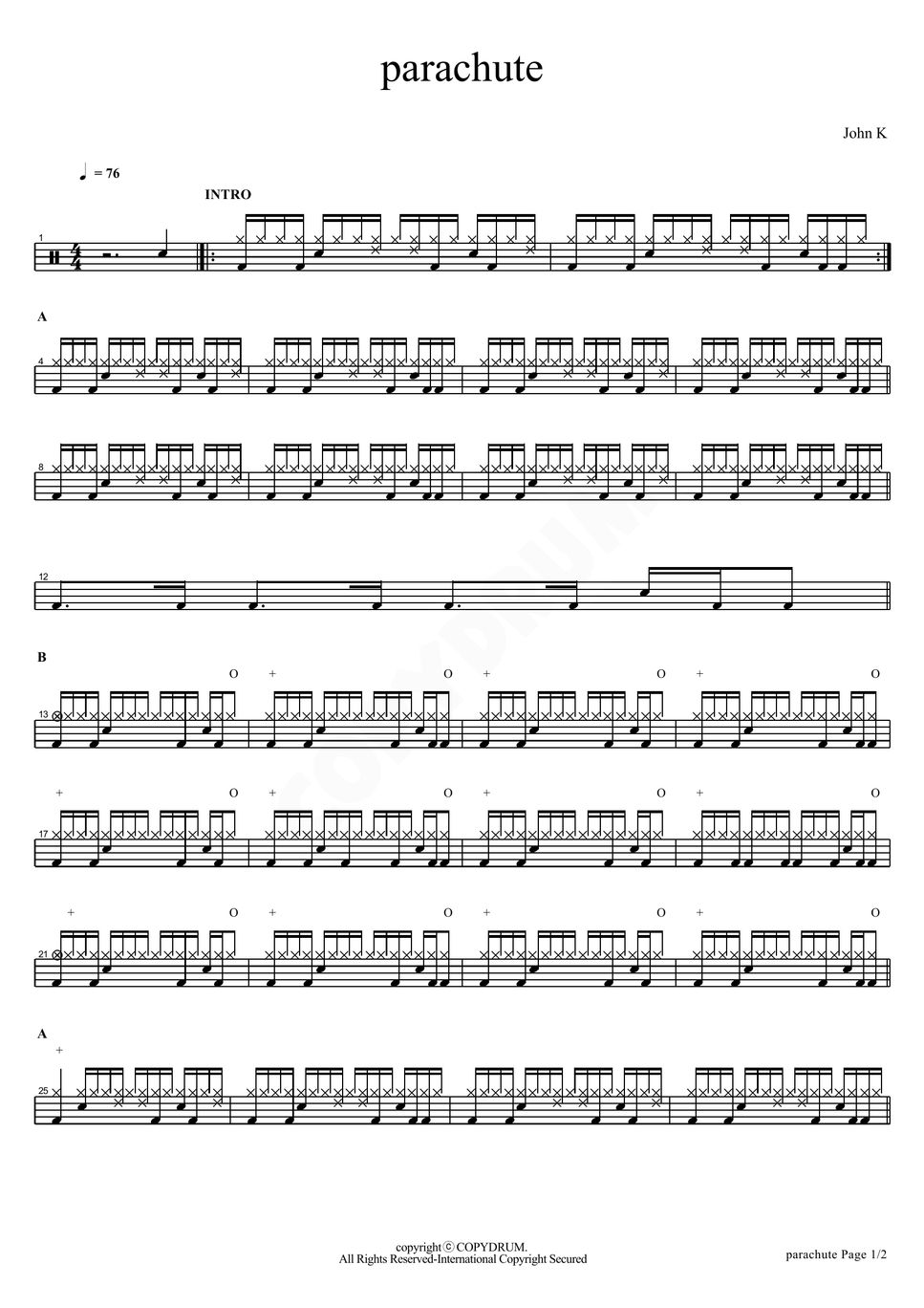 John K parachute Sheet by COPYDRUM