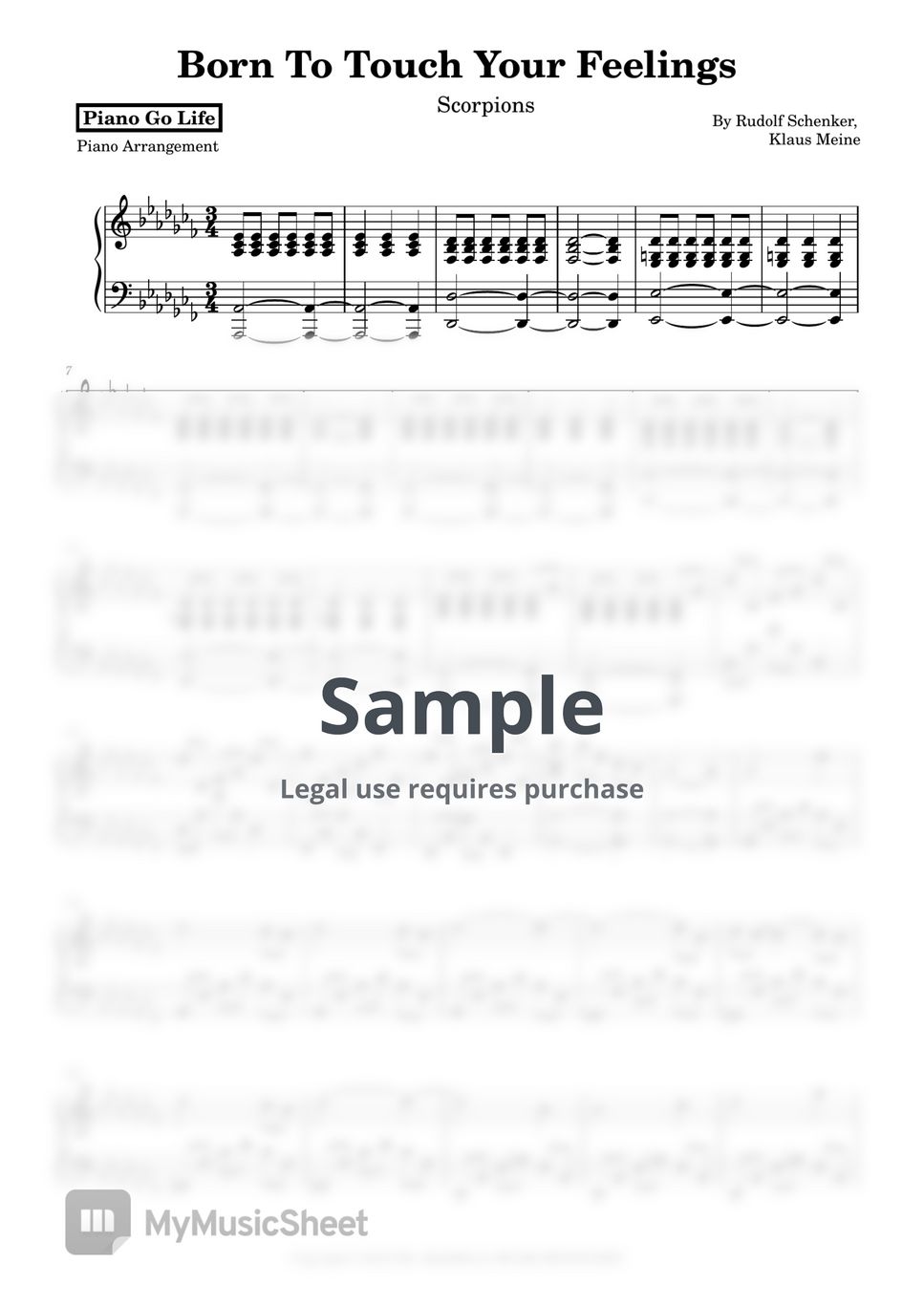 Scorpions - Born To Touch Your Feelings Sheets by Piano Go Life