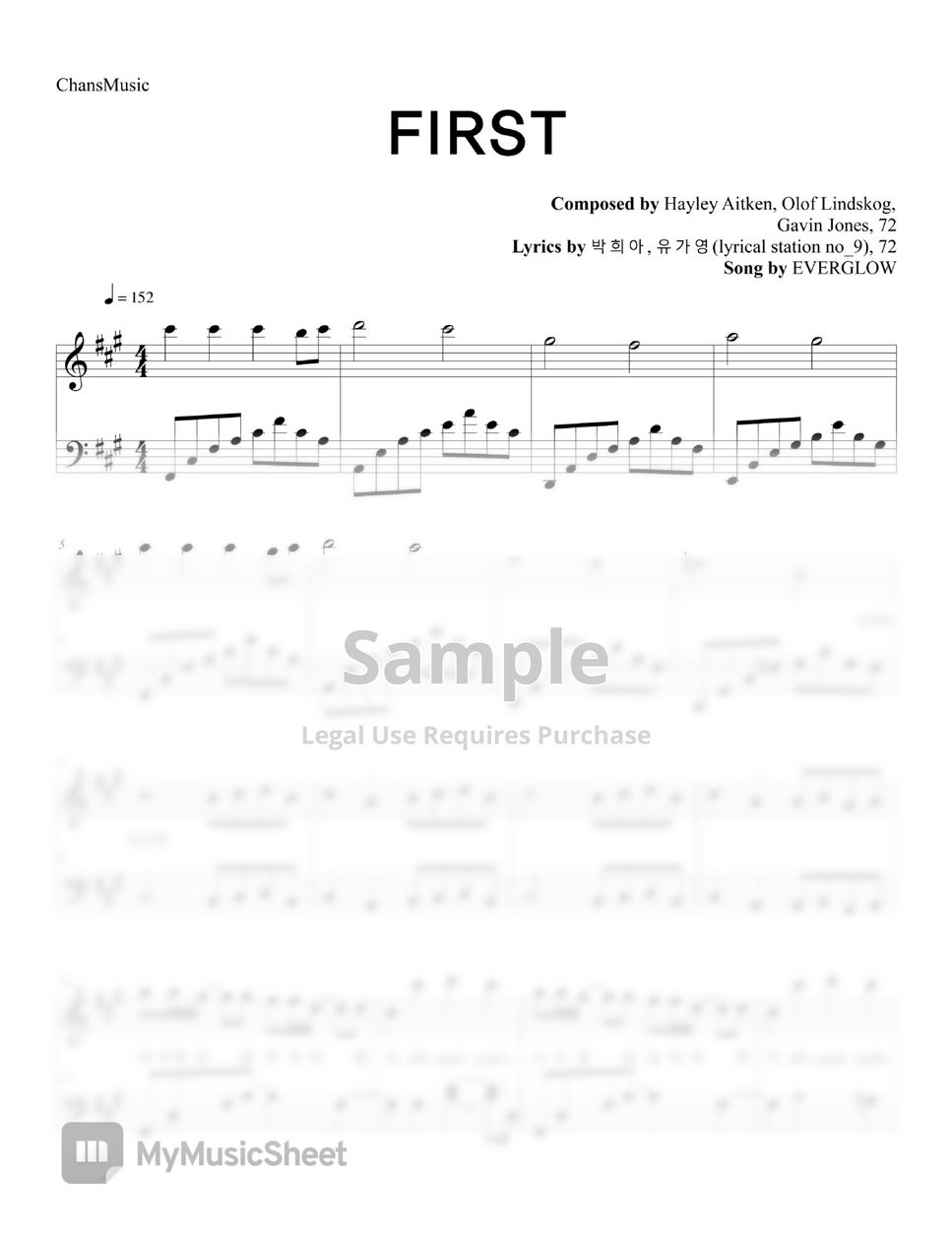 EVERGLOW - FIRST (Easy Version) Sheets by ChansMusic