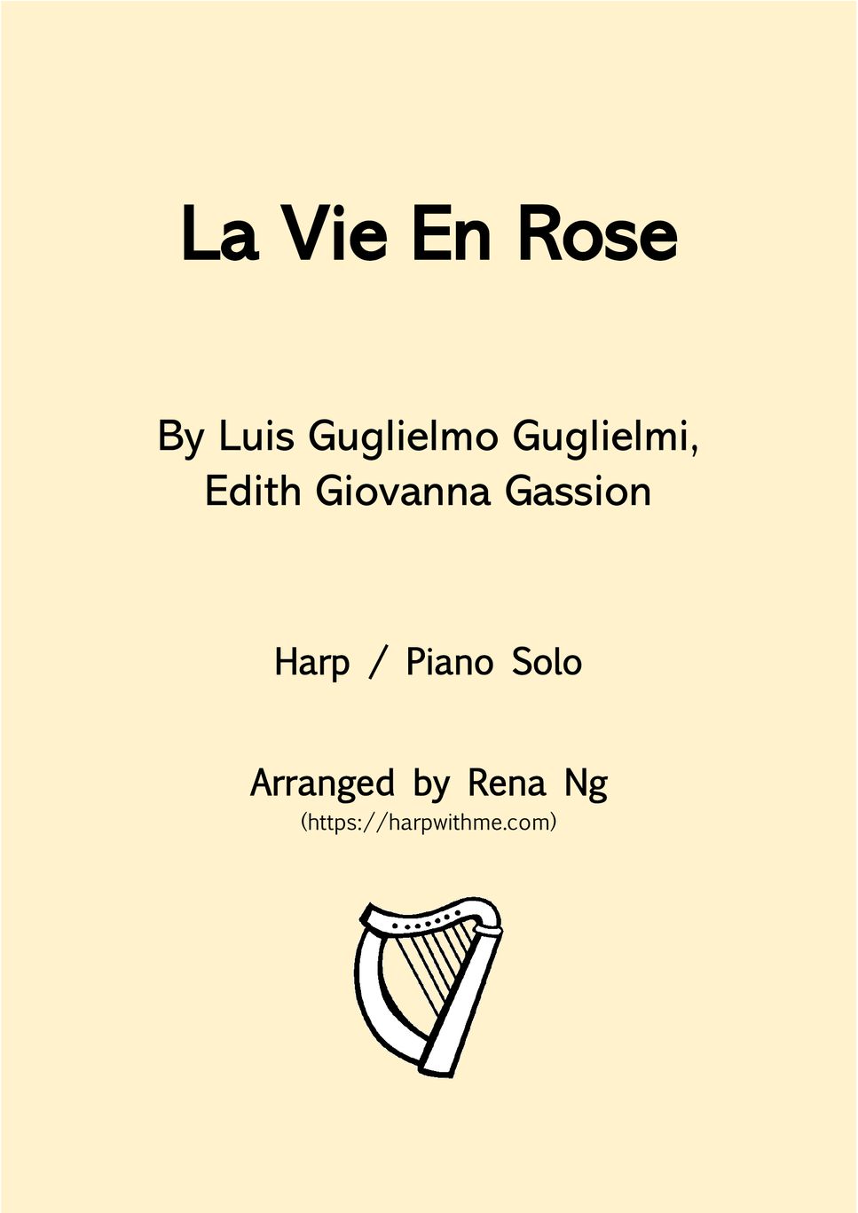 Edith Piaf - La Vie En Rose (Harp / Piano Solo) - Intermediate by Harp With Me