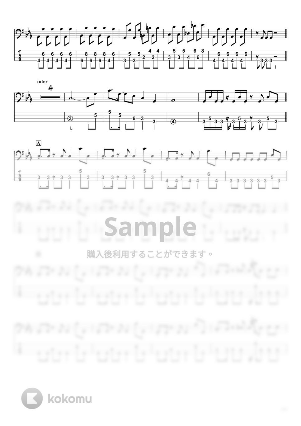 YOASOBI - ハルジオン (ベースTAB譜 / ☆4弦ベース対応) by swbass