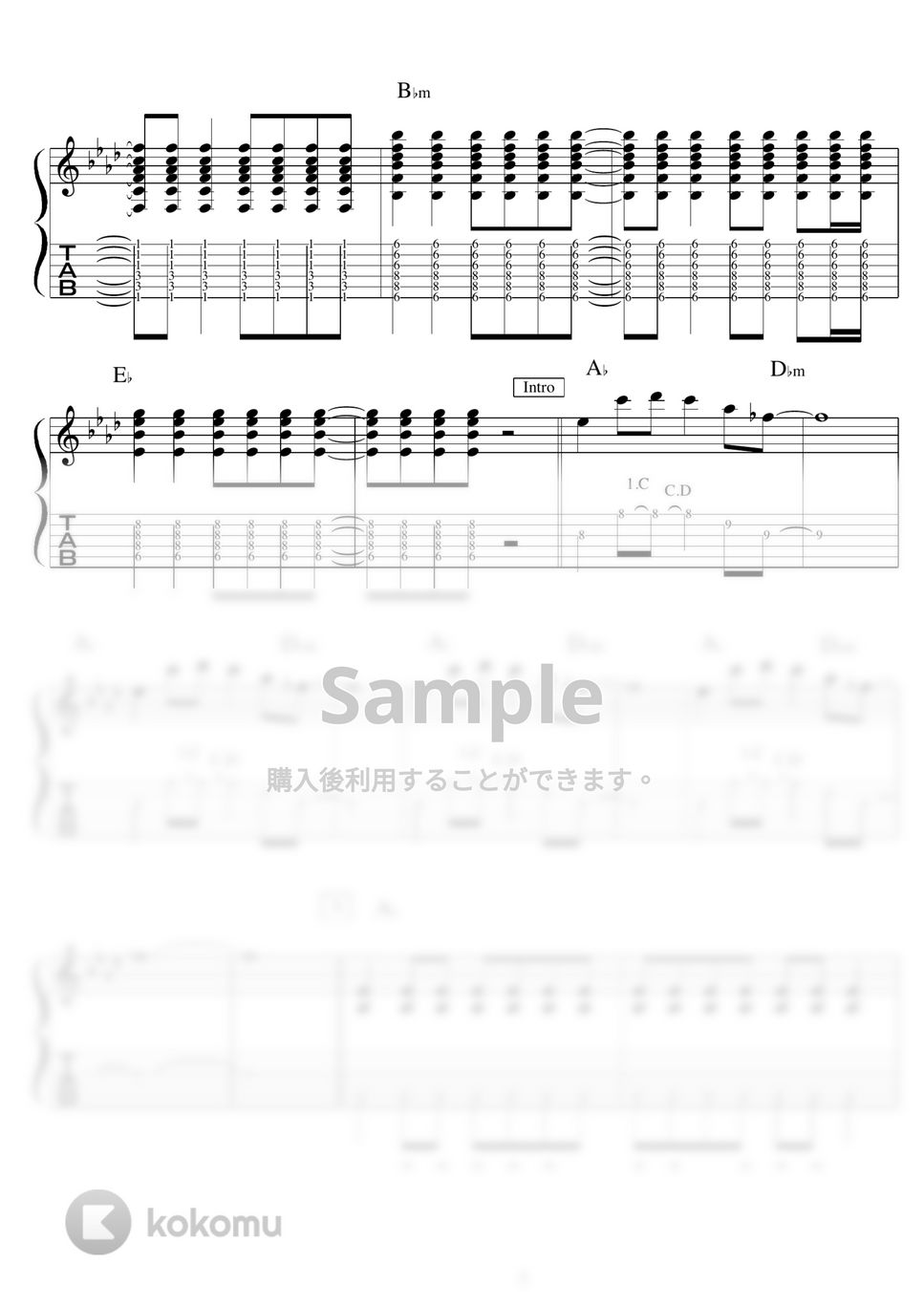 10-FEET - ヒトリセカイ ギター演奏動画付TAB譜 by バイトーン音楽教室