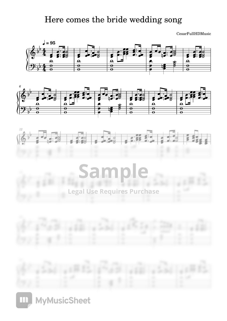 Wagner Here comes the bride wedding song Sheets