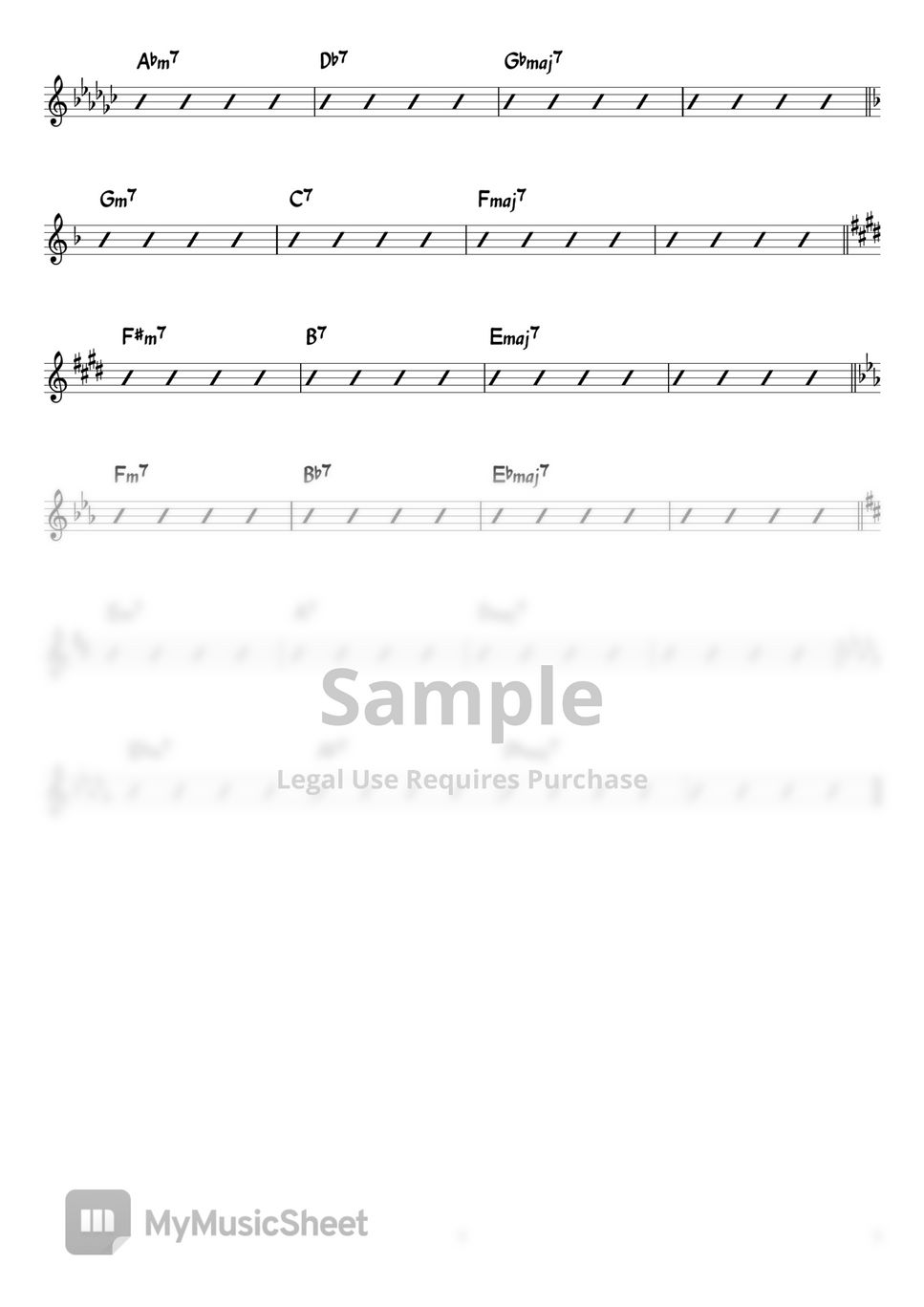 Improvisation Practice - 251 in all 12 keys (lead sheet) by ukulelewenwen