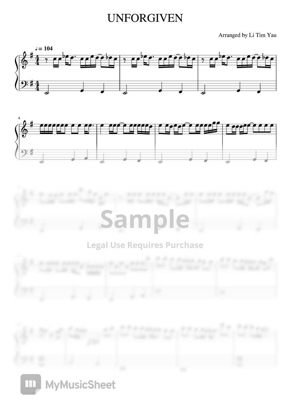LE SSERAFIM - UNFORGIVEN (Piano Cover) 曲谱 by Li Tim Yau