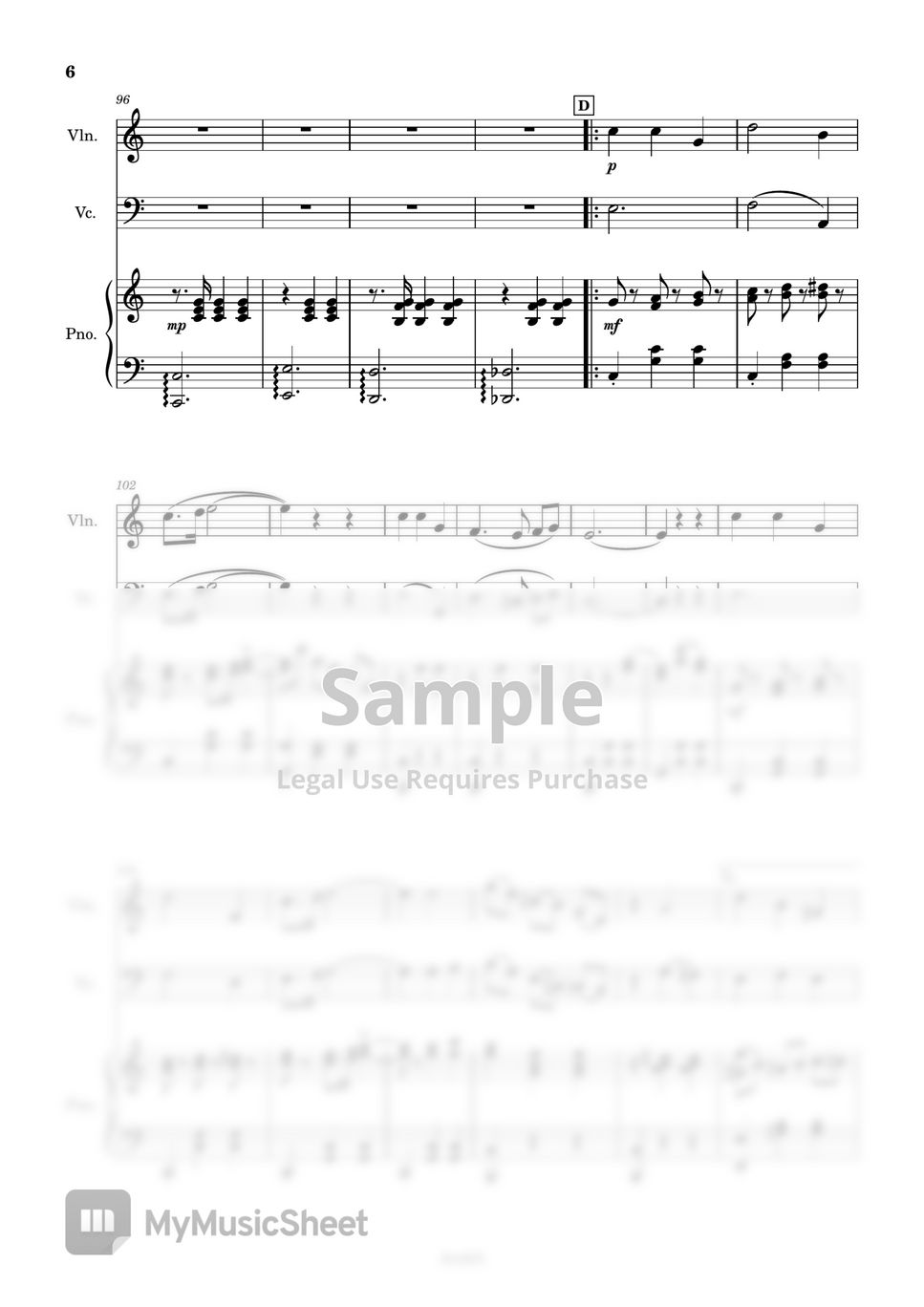 The vampire masquerade Sheet music for Piano, Violin, Guitar (Mixed Trio)