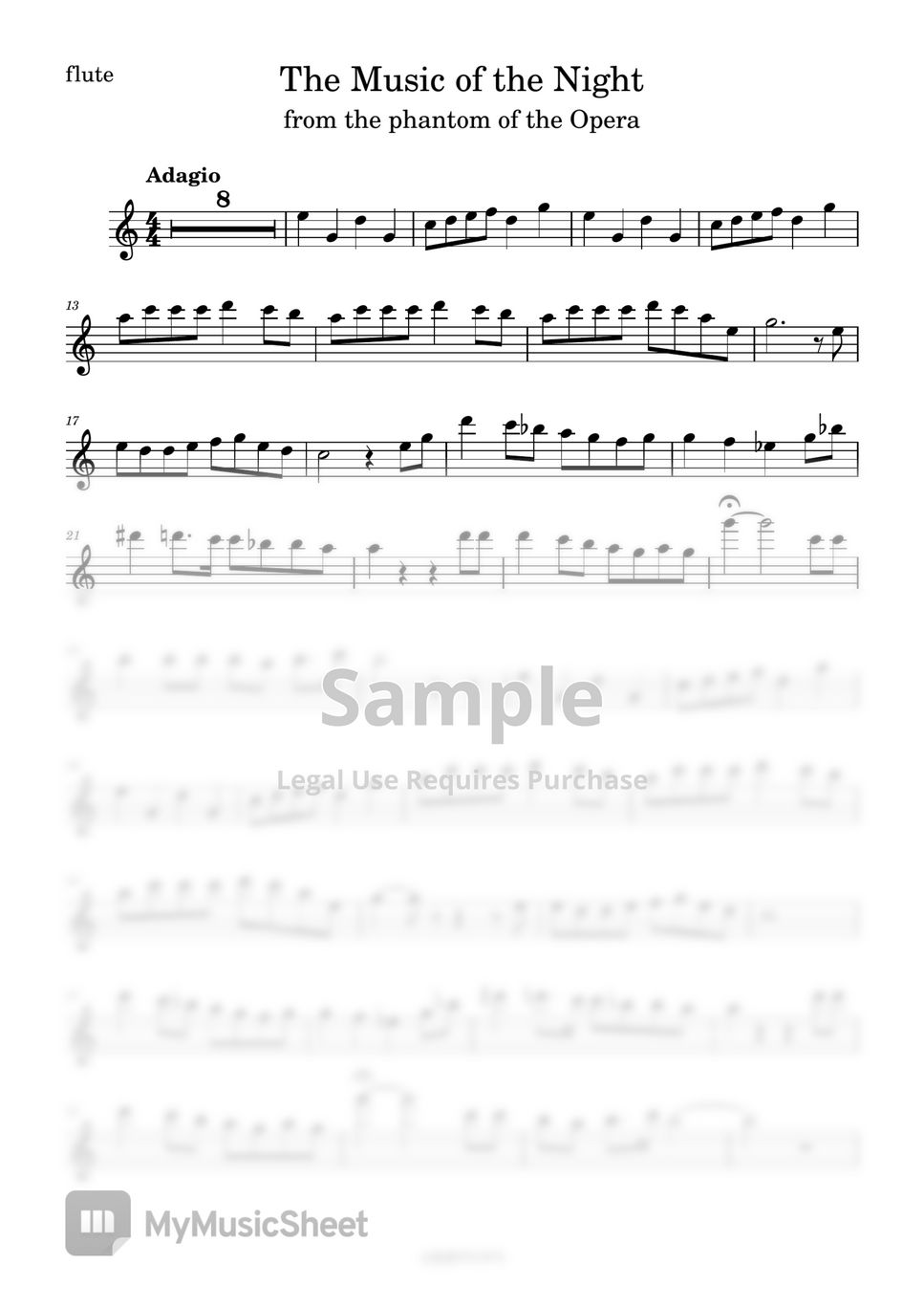 앤드류 로이드 웨버 - The music of the night (오페라의 유령 OST/반주 MR/피아노 악보) by 심플플루트뮤직
