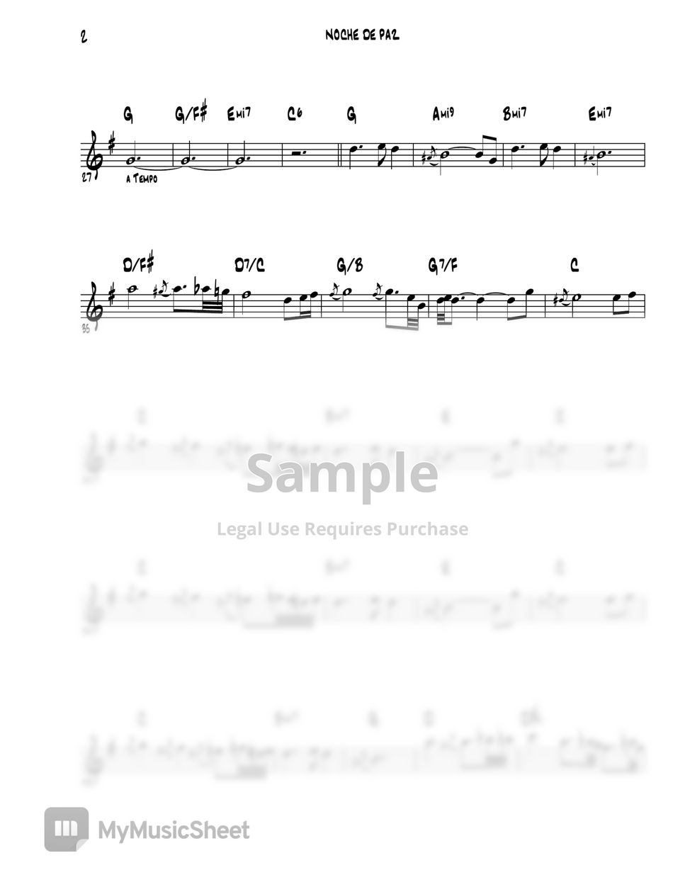 Noche de Paz/Silent Night Kenny G (Soprano Sax) Sheets by Ismael Dorado