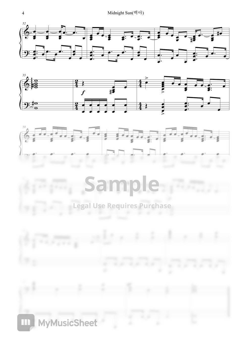 Midnight Sun sheet music for piano solo (PDF-interactive)