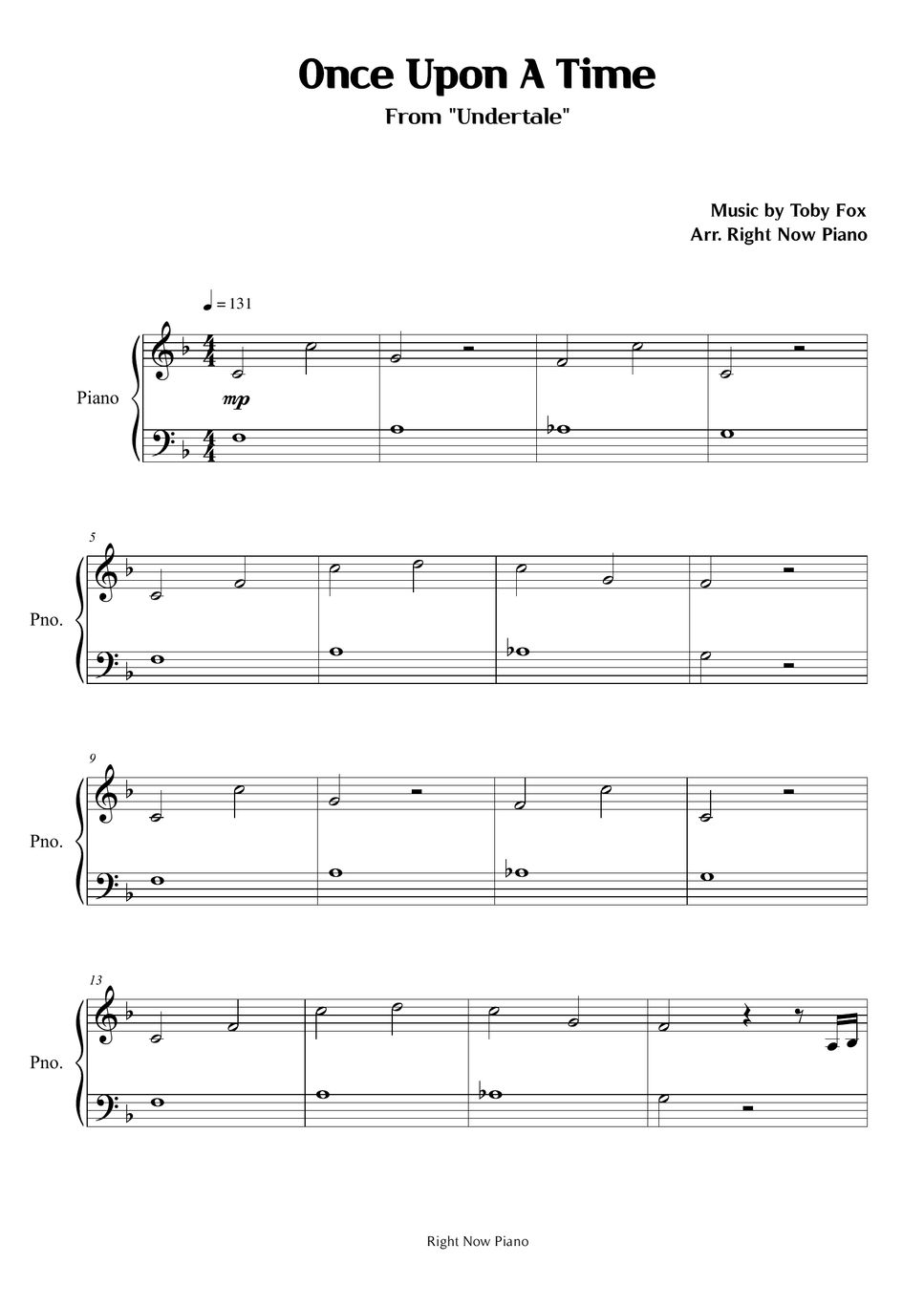 Undertale - Once Upon A Time Sheets by Right Now Piano