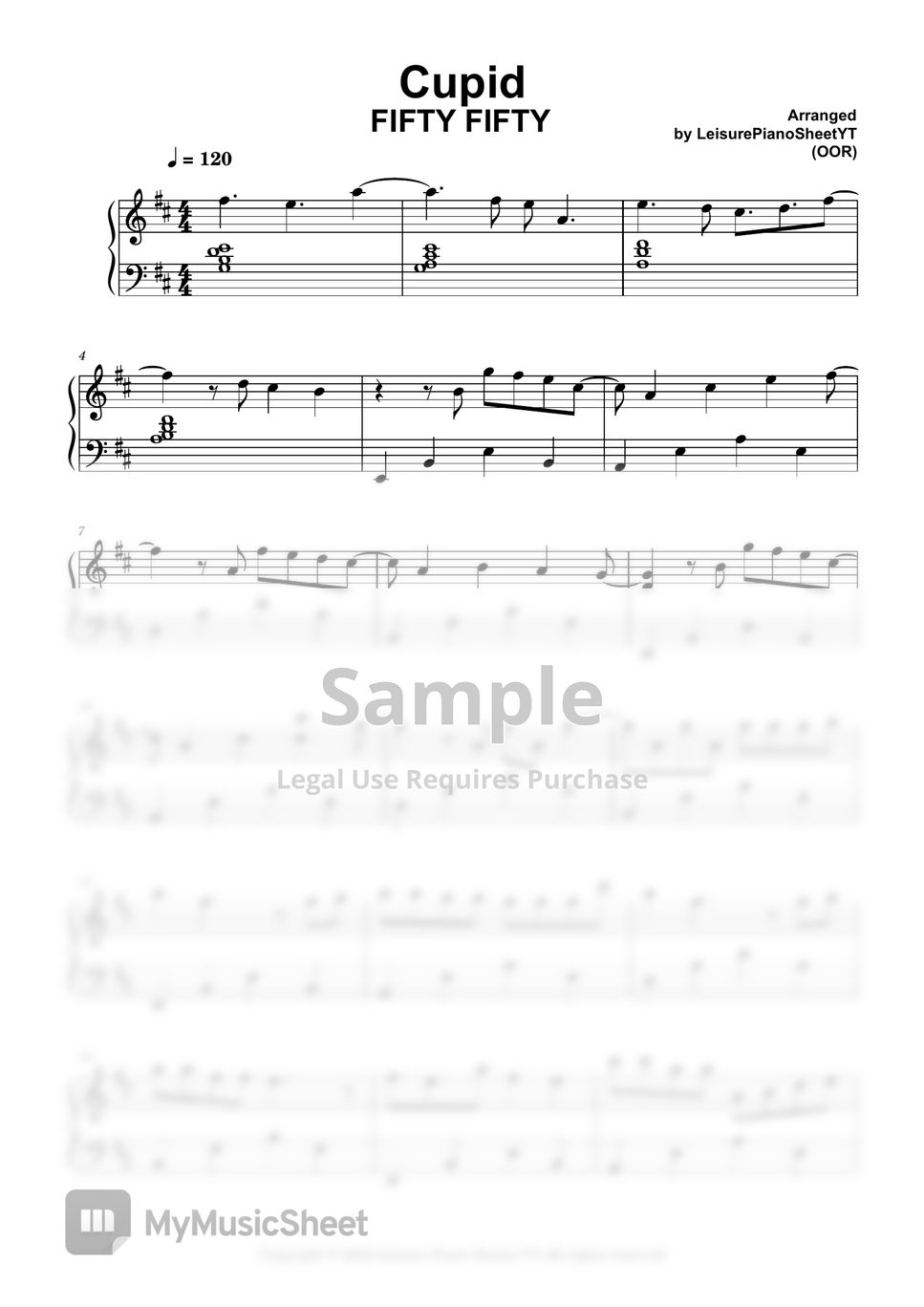 FIFTY FIFTY - Cupid by Leisure (OOR) Piano Sheets YT