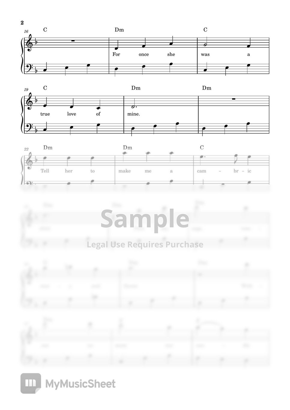 By Art Garfunkel Paul Simon Scarborough Fair For Easy Piano With 