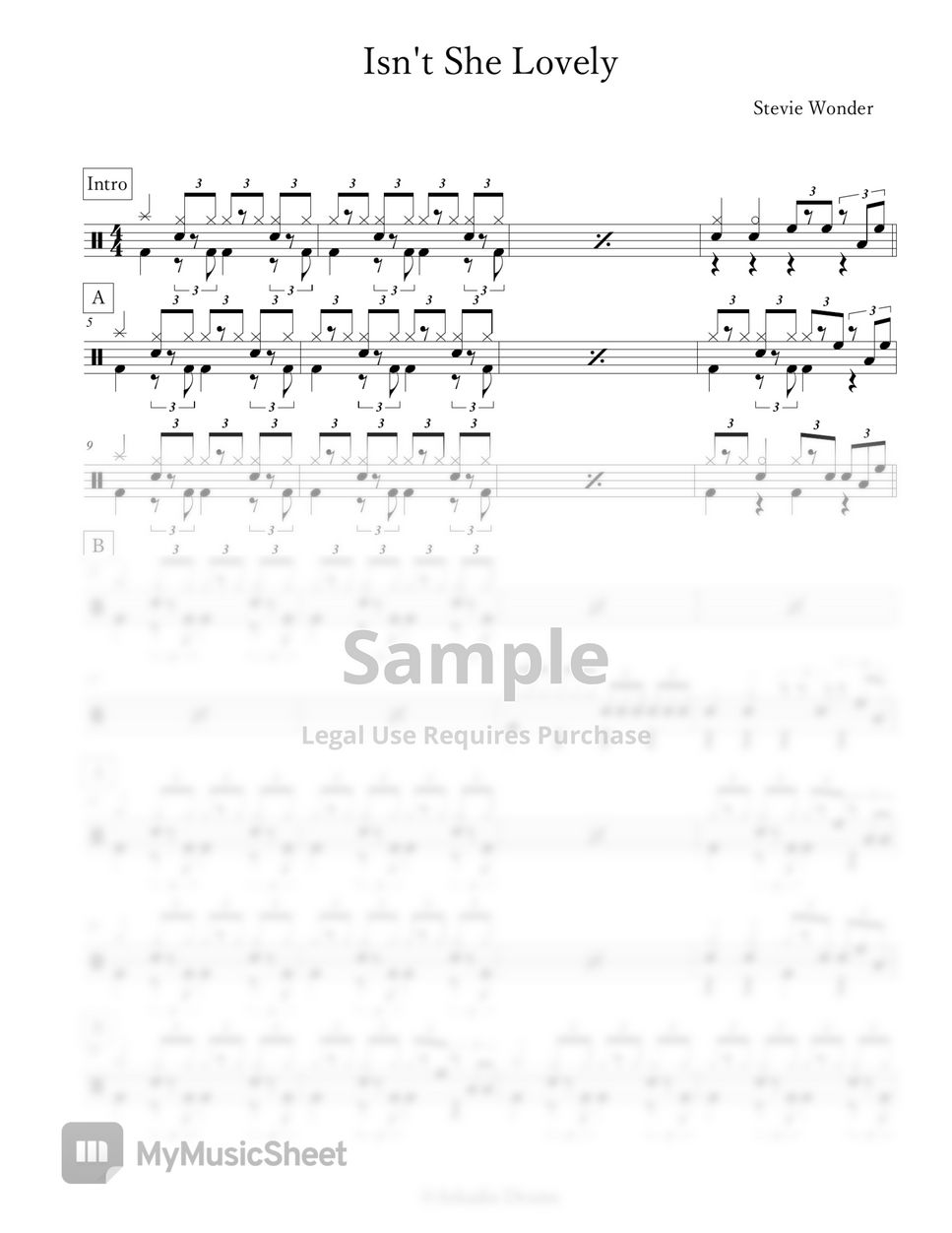 stevie-wonder-isn-t-she-lovely-sheets-by-arkadia-drums