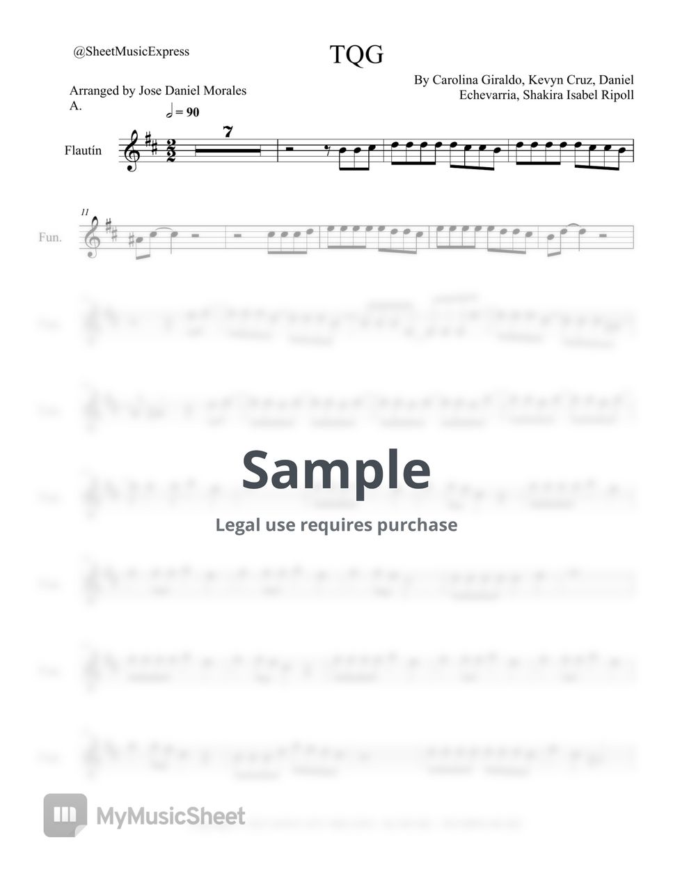Karol G - TQG piccolo (Latin) by Sheet Music Express